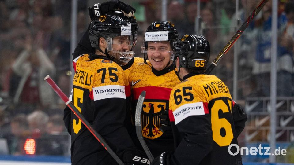 Leon Gawanke traf für die Eishockey-Nationalmannschaft dreifach. Bild: Claudio Thoma/KEYSTONE/dpa