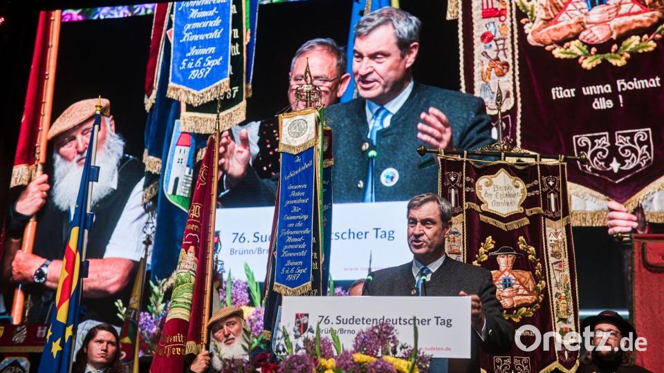 Der bayerische Ministerpräsident Markus Söder (CSU) sprach beim 76. Sudetendeutschen Tag in Brünn (Brno). Bild: Uhlíø Patrik/CTK/dpa