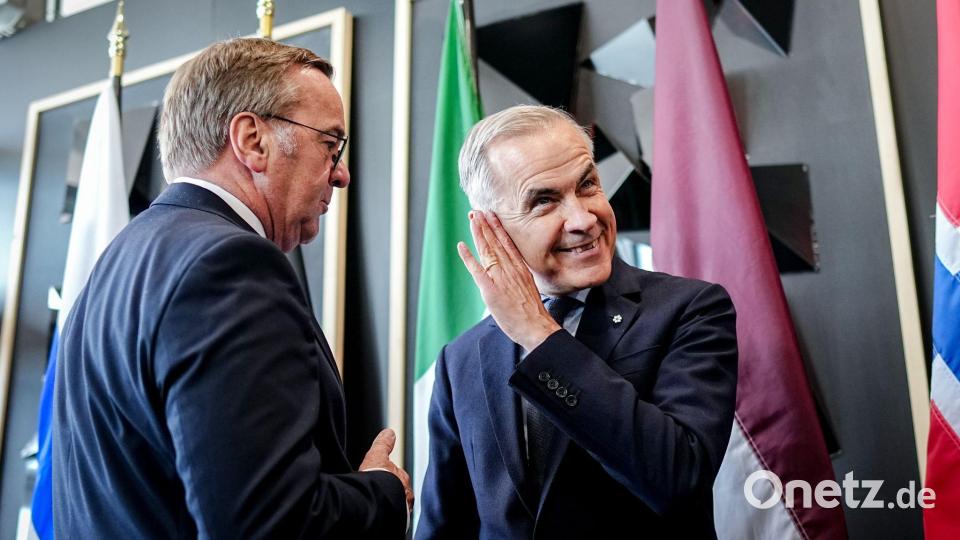 Verteidigungsminister Boris Pistorius und der kanadische Premierminister Mark Carney Bild: Kay Nietfeld/dpa