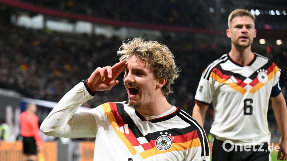 Nick Woltemade jubelt über ein Tor im DFB-Trikot (Archivbild). Bild: Robert Michael/dpa