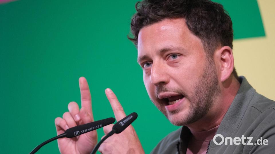 Grünen-Chef Felix Banaszak warnt: 2033 darf nicht wie 1933 werden. (Archivfoto) Bild: Sebastian Willnow/dpa