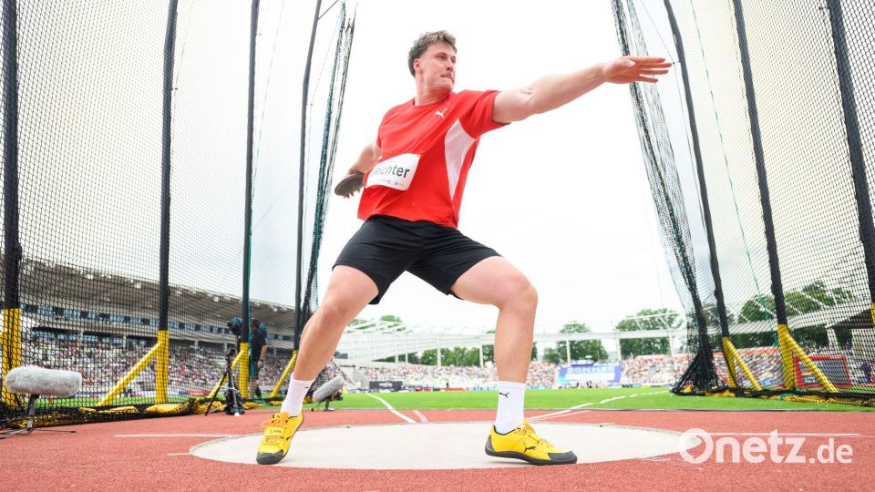 Diskuswerfer Steven Richter belegte Rang drei. Bild: Robert Michael/dpa