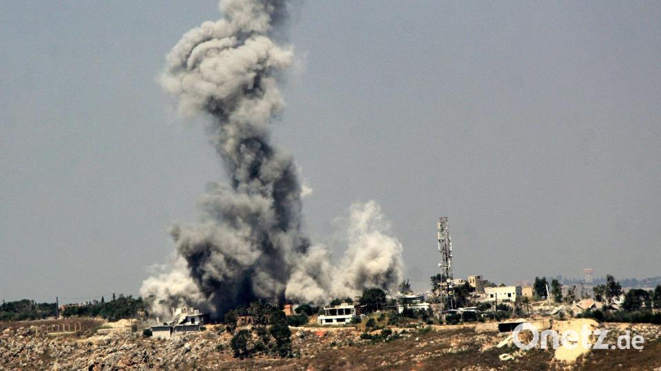 Allein am Sonntag zählten libanesische Medien rund 90 israelische Angriffe im Süden. Bild: Stringer/dpa