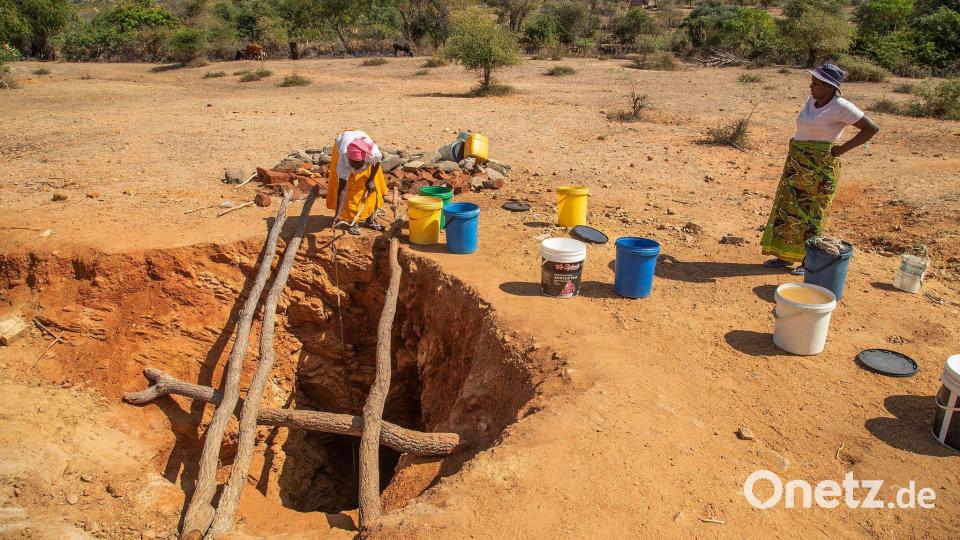 Die Suche nach Wasser bestimmt das Leben der Familen in Dürrezeiten (Archivbild) Bild: Aaron Ufumeli/AP/dpa