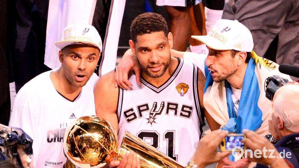 Prägten die Spurs: Parker (l), Duncan (M) und Ginobili. (Archivbild) Bild: picture alliance / dpa