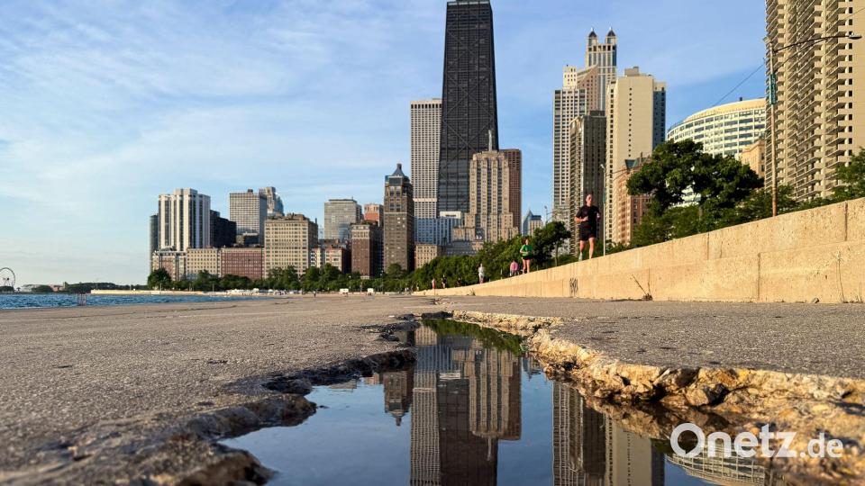 Am Lake Michigan bereitet sich die Nationalmannschaf nach der Ankunft in Amerika weiter auf die WM vor. Bild: Christian Charisius/dpa