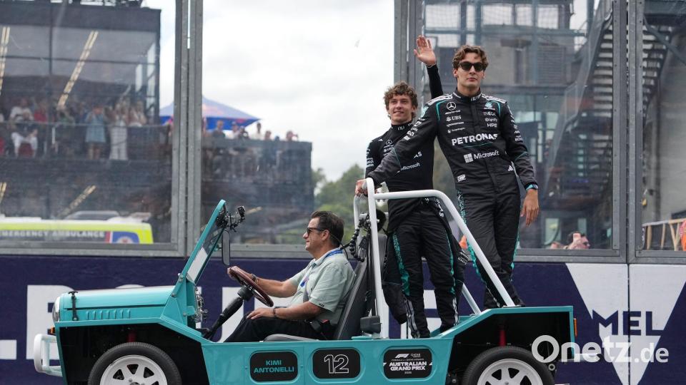 Duell um den Titel: George Russell (r) und Kimi Antonelli kämpfen immer härter um die Formel-1-WM. (Archivbild) Bild: Asanka Brendon Ratnayake/AP/dpa