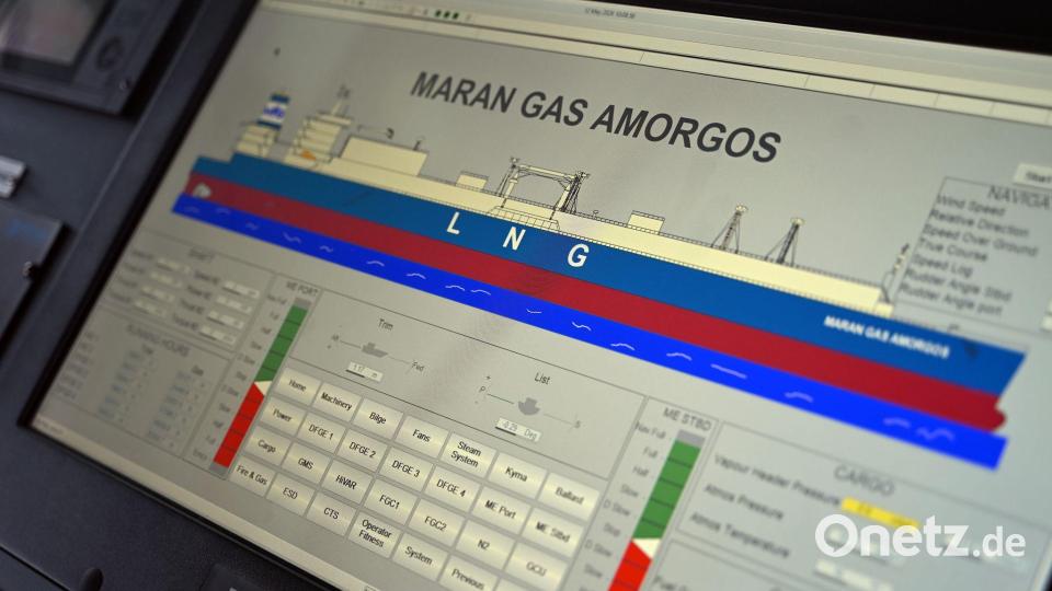 Das LNG-Tankschiff „Maran Gas Amorgos“ der griechischen Reederei Maran Gas Maritime lag neulich für eine Wartung in einem spanischen Trockendock. Bild: Helge Toben/dpa
