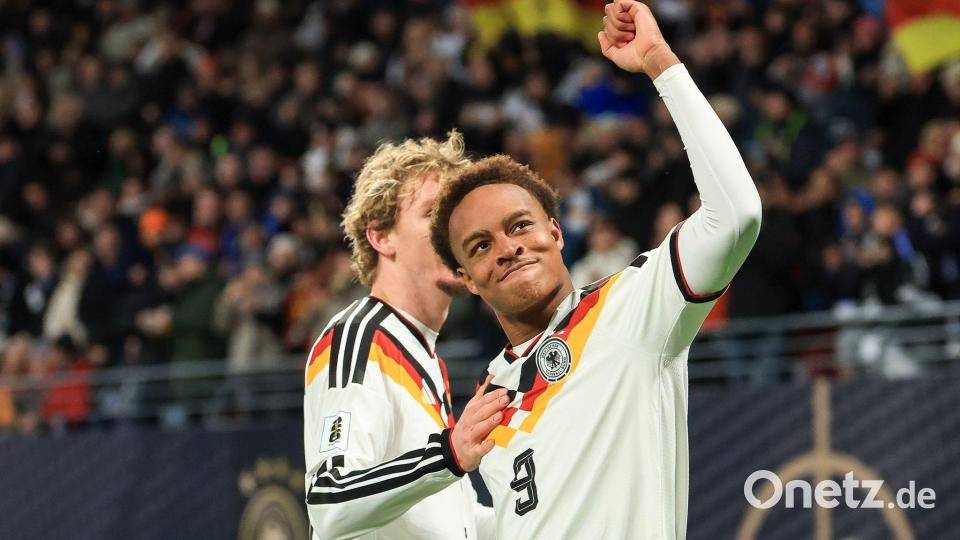 Ouédraogo bejubelt sein Premierentor im DFB-Trikot. Archivbild: Jan Woitas/dpa