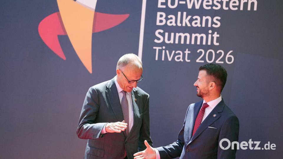 Kanzler Friedrich Merz (CDU) beim Westbalkan-Gipfel in Montenegro. Bild: Kay Nietfeld/dpa