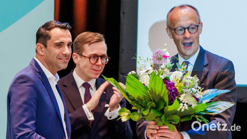 Merz besuchte den Landesparteitag in Mecklenburg-Vorpommern. Bild: Jens Büttner/dpa