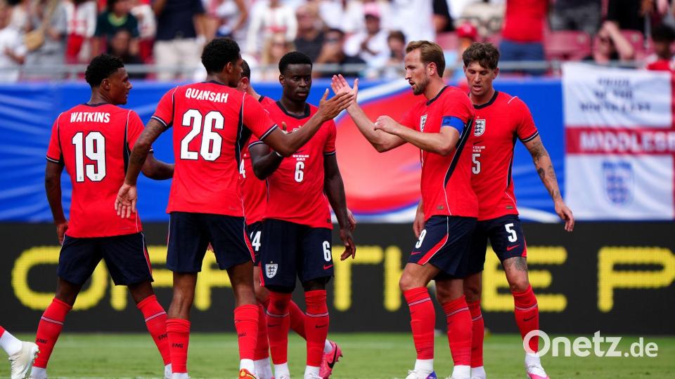 Harry Kane (2.v.r.) erzielte den Führungstreffer für England. Bild: Bradley Collyer/PA Wire/dpa