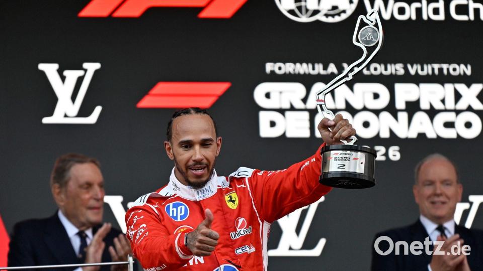 Lewis Hamilton stellte in Monaco den Podiumsrekord von Ayrton Senna ein. Bild: Philippe Magoni/AP/dpa