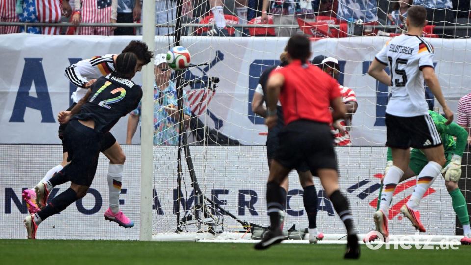 In Topform: Kai Havertz (l) beim Kopfballtor gegen die USA. (Archivbild) Bild: Federico Gambarini/dpa