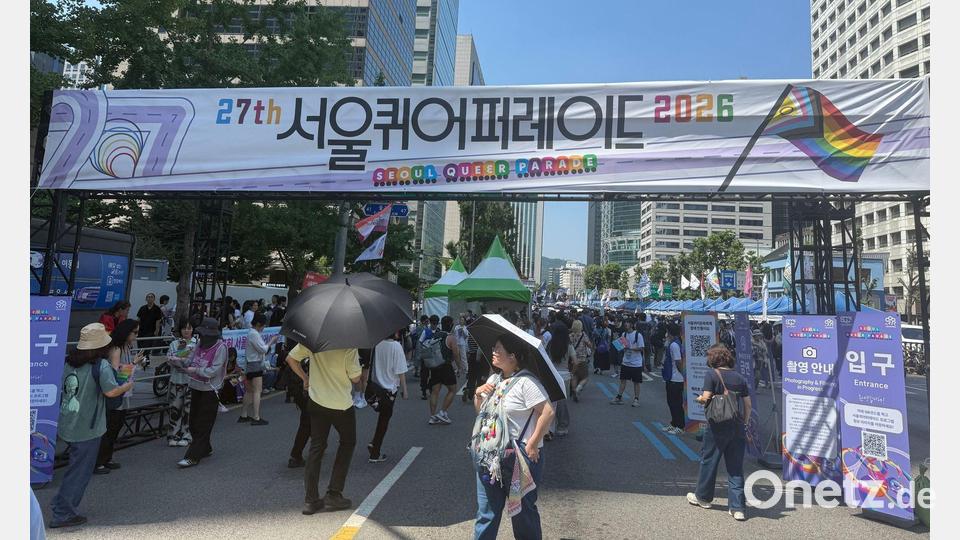 Tausende feiern am Samstag beim Queer Culture Festival in der koreanischen Hauptstadt. Bild: Fabian Kretschmer/dpa