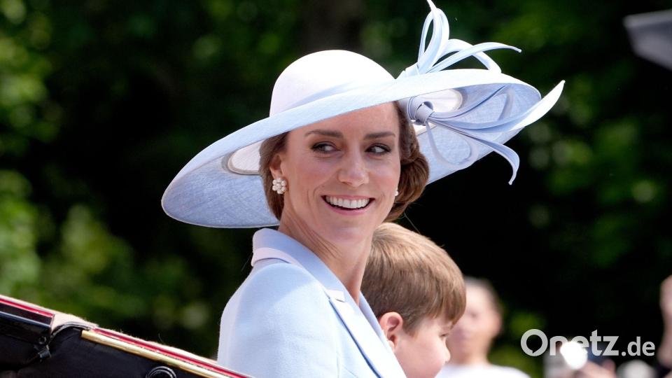 Auch die an Krebs erkrankte Prinzessin Kate nahm an der Parade teil. Bild: Aaron Chown/PA Wire/dpa