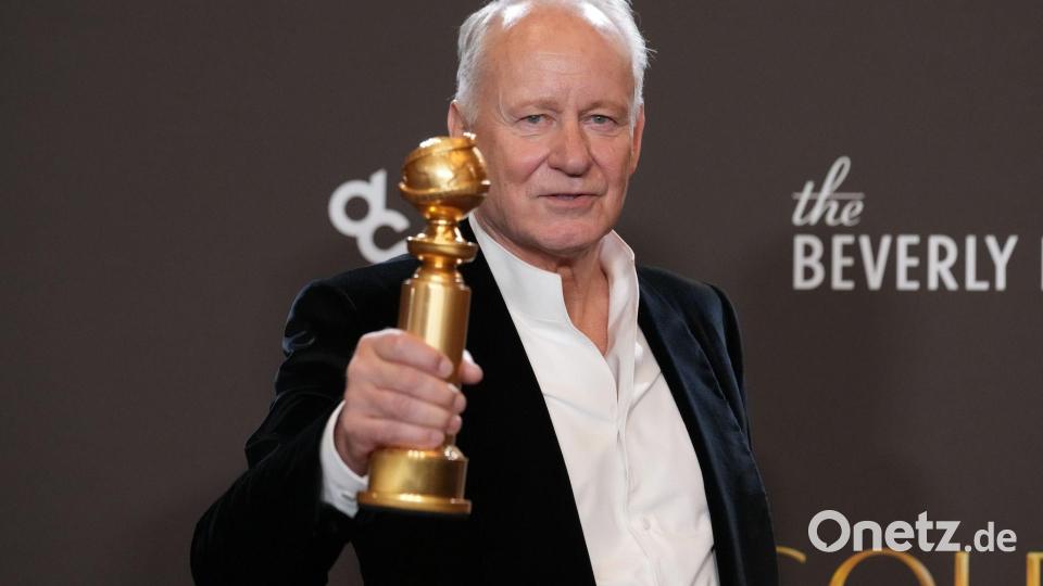 Seinen ersten Golden Globe bekam Skarsgård in diesem Jahr für seine Rolle in „Sentimental Value“. (Archivbild) Bild: Chris Pizzello/Invision/AP/dpa