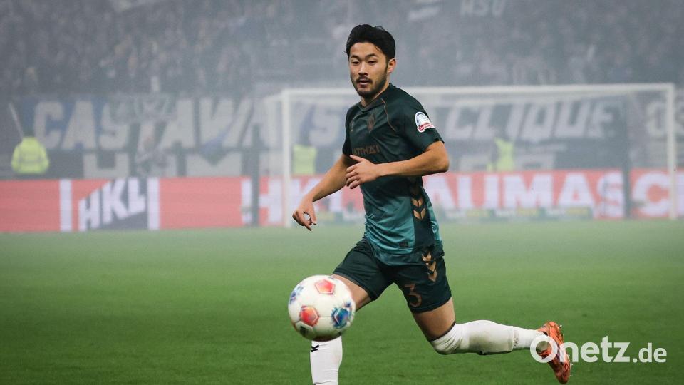 Yukinari Sugawara spielt auf Vereinsebene für Werder Bremen. Bild: Christian Charisius/dpa