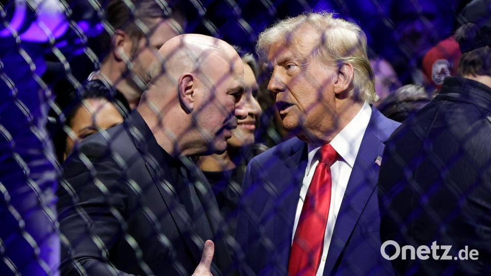 UFC-Boss Dana White (l.) ist ein glühender Anhänger des US-Präsidenten. (Archivbild) Bild: Adam Hunger/AP/dpa