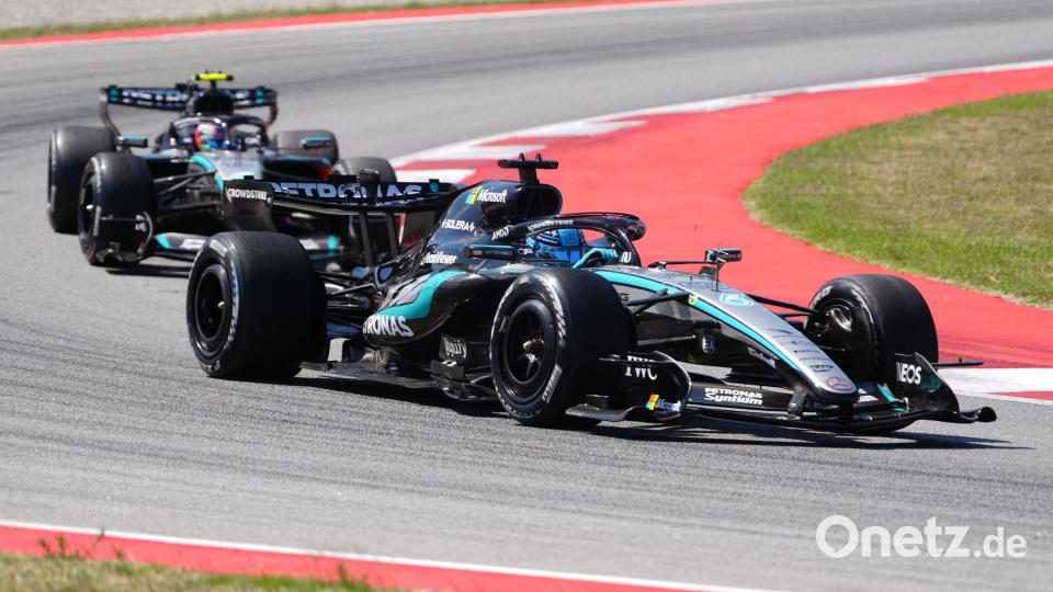 Im Mercedes-Stallduell muss George Russell (vorn) womöglich bald Kimi Russell die Vorfahrt gewähren. Bild: David Davies/PA Wire/dpa