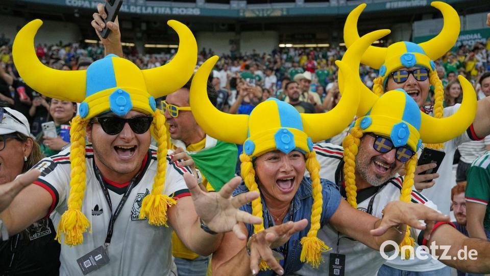 Schwedens Fans haben Grund zur Freude. Bild: Matias Delacroix/AP/dpa