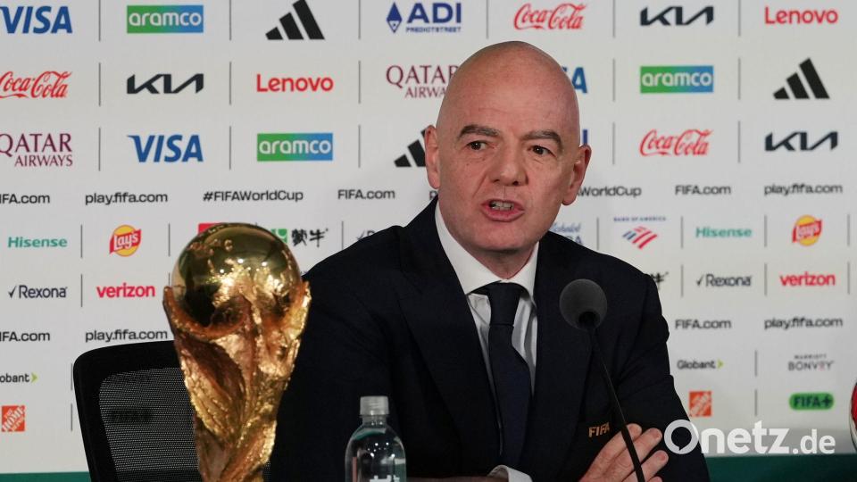 FIFA-Boss Gianni Infantino macht sich für eine Begnadigung von Christophe Gleizes stark. (Archivbild) Bild: Eduardo Verdugo/AP/dpa