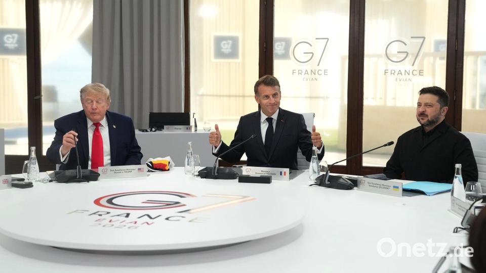 Trump und Selenskyj treffen sich auf dem G7-Gipfel. Bild: Thibault Camus/Pool AP/AP/dpa
