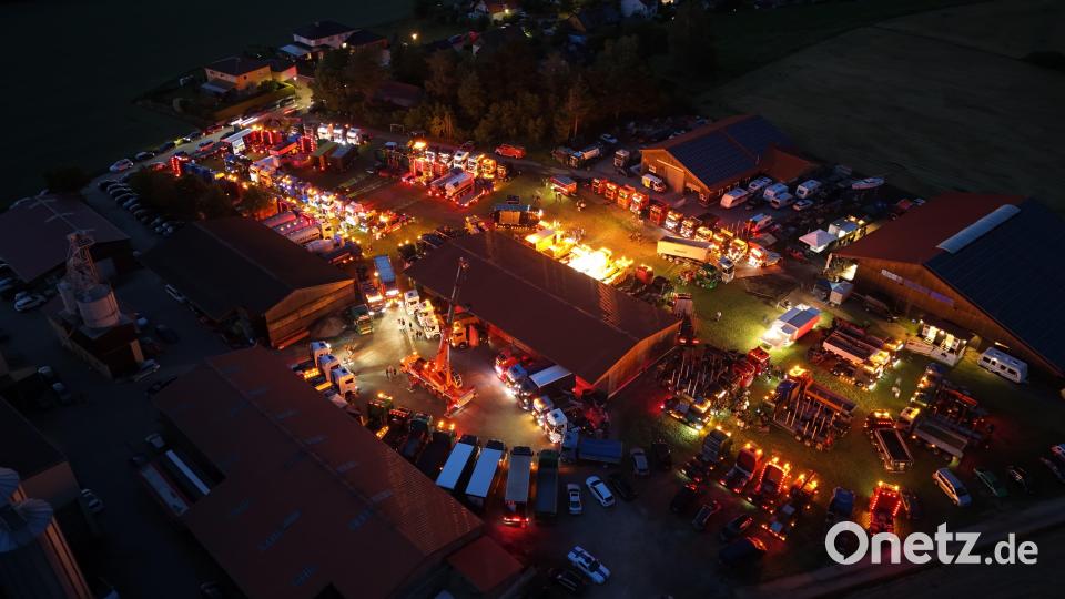 Das Truckertreffen in Wurz bietet aus der Vogelperspektive ein beeindruckendes Bild. Bild: Markus Schmidbauer