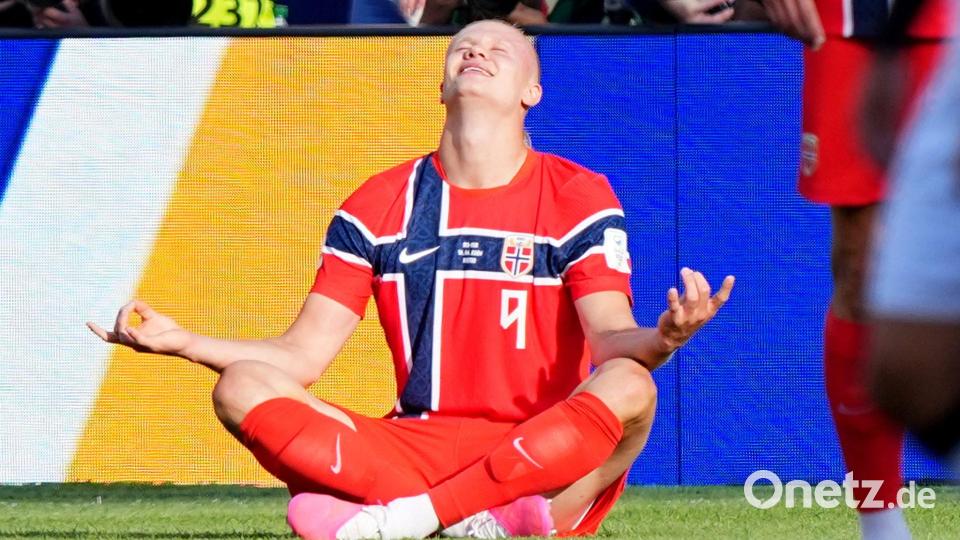 Erling Haaland erlebt einen perfekten Einstand ins WM-Turnier. Bild: Martin Meissner/AP/dpa