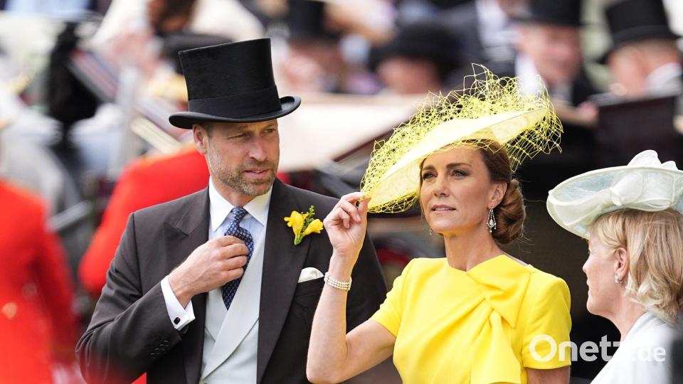 Prinzessin Kate zeigte sich ganz in Gelb gekleidet. Bild: Aaron Chown/PA Wire/dpa