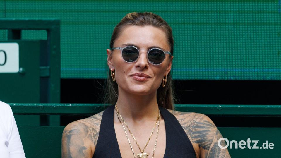Unterstützte ihren Freund Alexander Zverev in Halle: Sophia Thomalla. Bild: Friso Gentsch/dpa