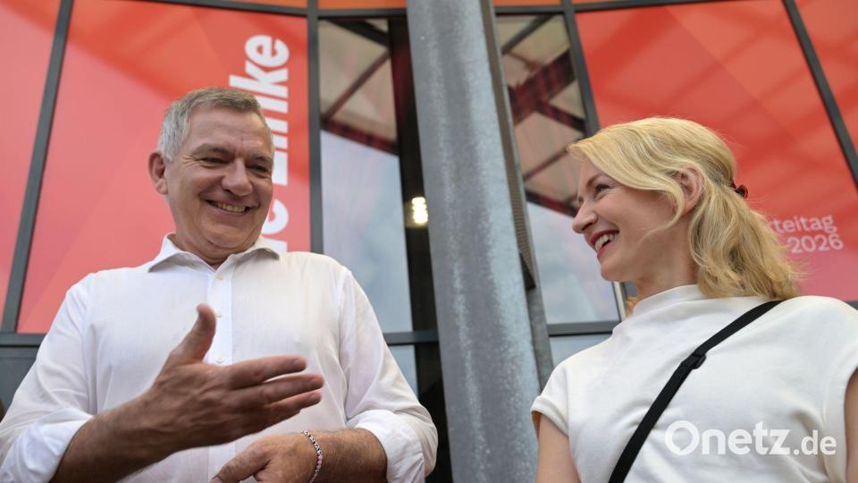 Jan van Aken und Ines Schwerdtner haben die Linke seit 2024 aus dem Umfragetief geführt. Bild: Michael Bahlo/dpa