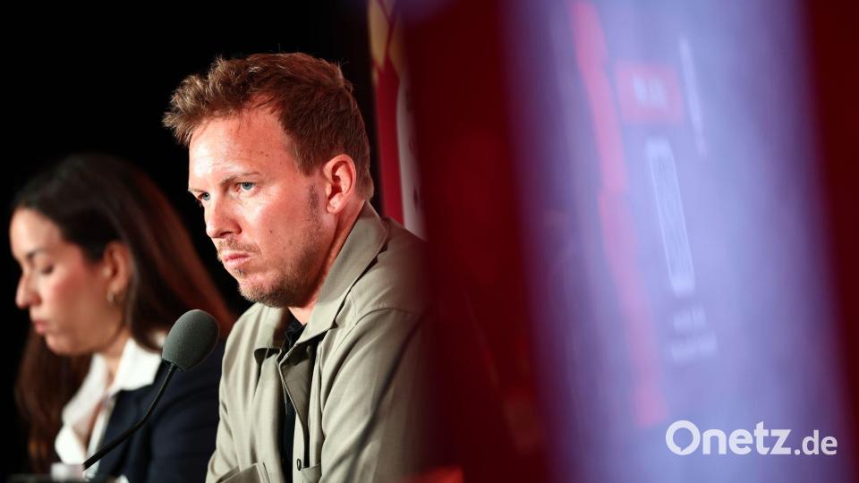 Julia Nagelsmann findet die öffentliche Bewertung von Leroy Sané nicht in Ordnung. Bild: Christian Charisius/dpa