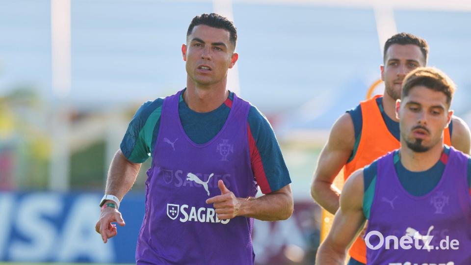 Cristiano Ronaldo beim Training der Portugiesen. Bild: Marta Lavandier/AP/dpa