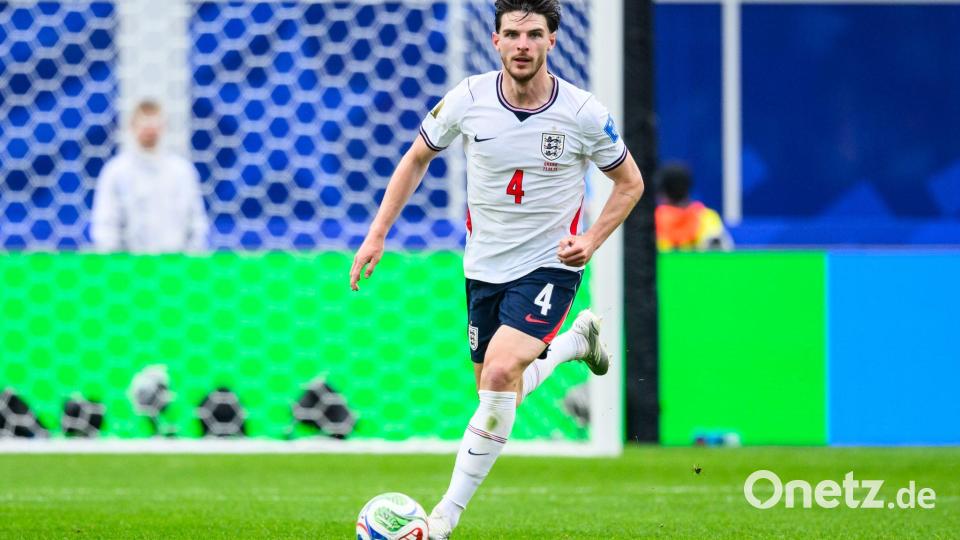 Declan Rice soll nach dem FC Arsenal auch England zum Titel führen. (Archivbild) Bild: Tom Weller/dpa