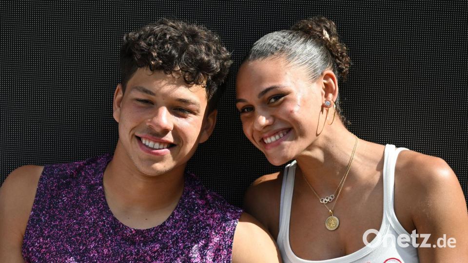Ben Shelton feierte in Stuttgart in der Wimbledon-Vorbereitung den Titel mit Freundin Trinity Rodman. (Archivbild) Bild: Marijan Murat/dpa
