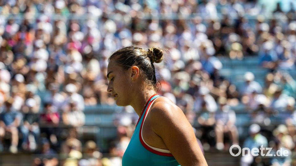 Aryna Sabalenka verkürzt in Wimbledon ihre Zeit für die Medien - es ist ein erneutes Zeichen des Protests. (Archivbild) Bild: Hannes Albert/dpa