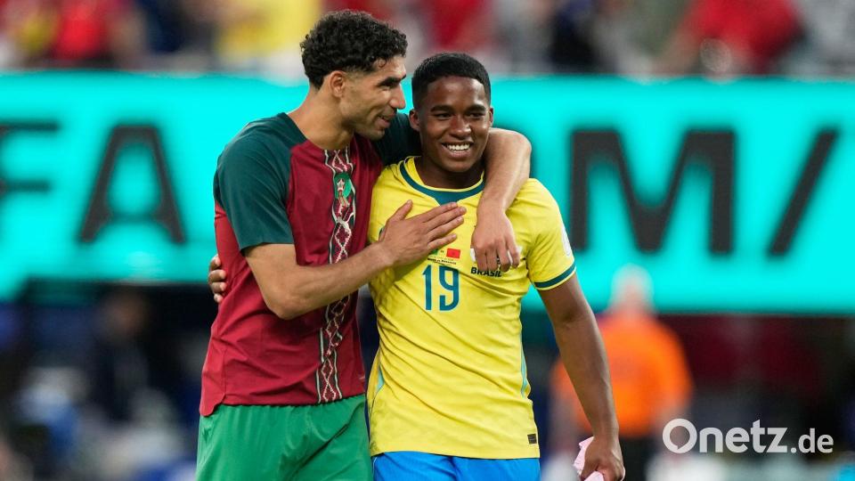Achraf Hakimi (l) hat bei der WM große Ziele. (Archivbild) Bild: Frank Franklin II/AP/dpa