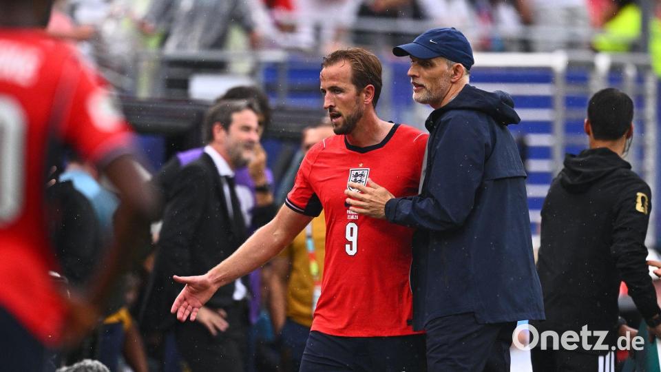 Der Trainer und sein Kapitän: Tuchel (r.) mit Kane. Bild: Tom Weller/dpa