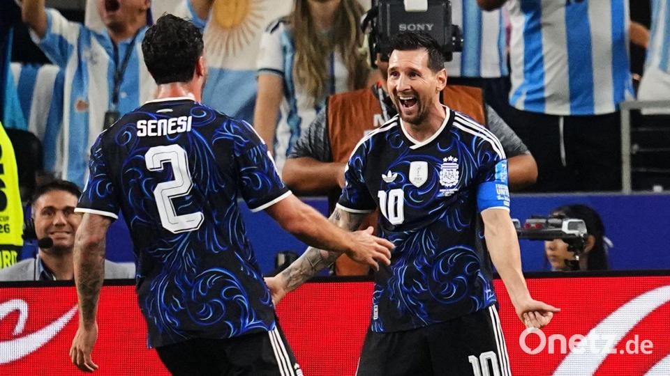 Messi jubelt über WM-Tor 19 für ihn Bild: Julio Cortez/AP/dpa