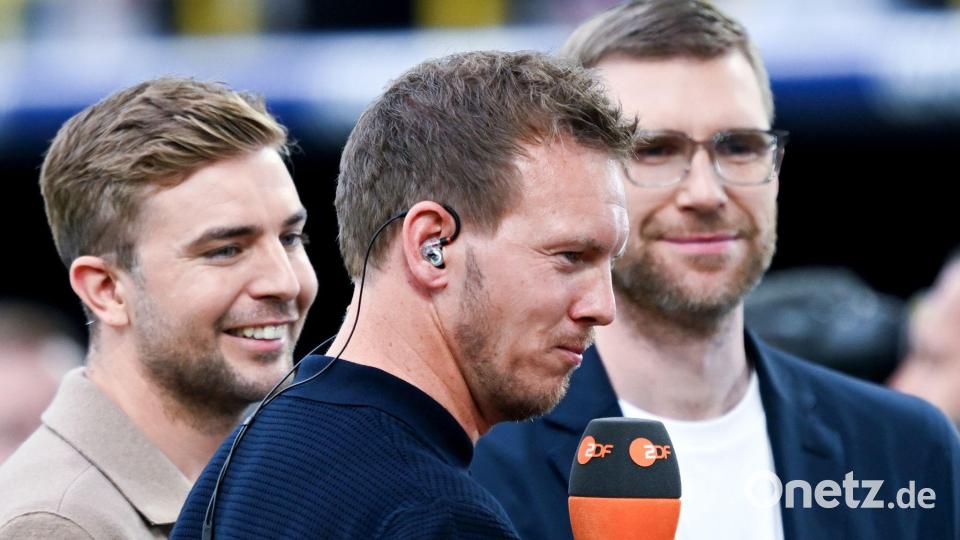 ZDF-Experte Christoph Kramer (l) hat eine klare Meinung zu den Beschwerden von Bundestrainer Julian Nagelsmann nach dem WM-Aus. (Archivbild) Bild: Bernd Thissen/dpa