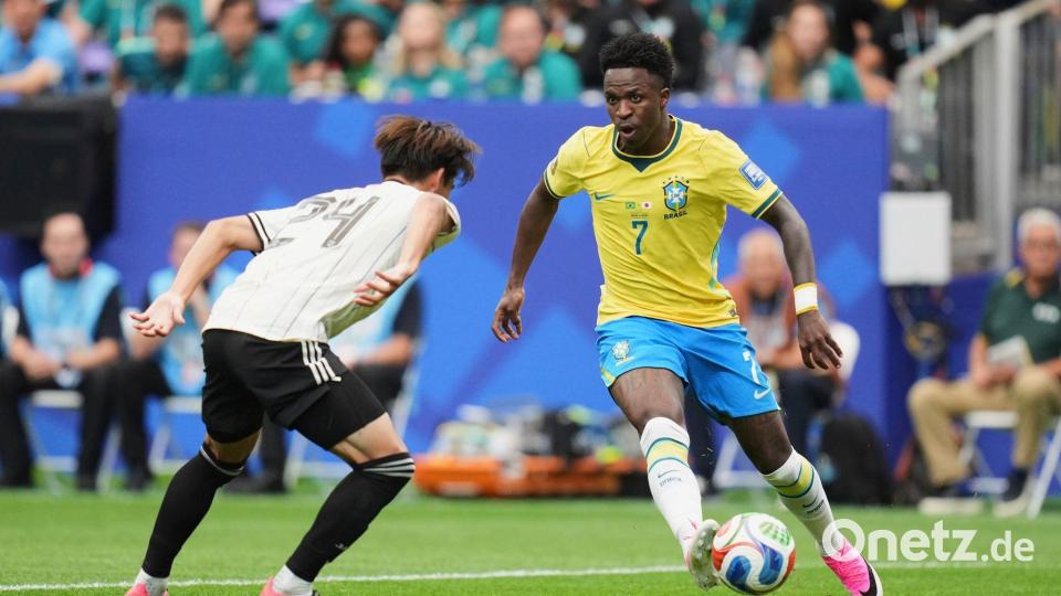 Vinícius Júnior (r.) war nicht der Siegfaktor, steigerte sich aber. Bild: Eric Gay/AP/dpa