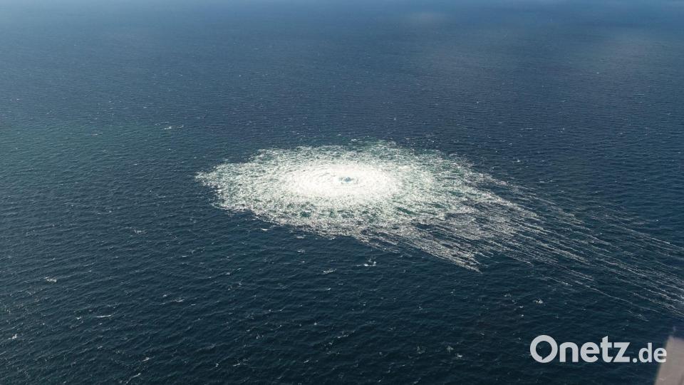 Mehrere Sprengungen in der Nähe der dänischen Ostseeinsel Bornholm hatten die beiden Nord-Stream-Pipelines im September 2022 beschädigt. (Archivbild) Bild: -/Danish Defence Command/dpa