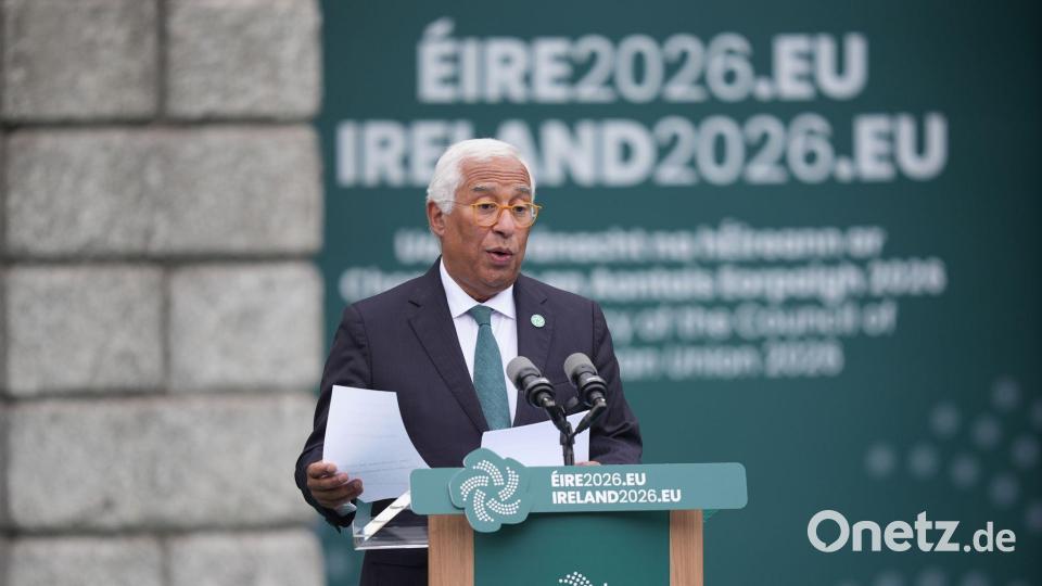 Neben Selenskyj war auch EU-Ratspräsident António Costa zu Gast in Dublin. Bild: Niall Carson/PA Wire/dpa