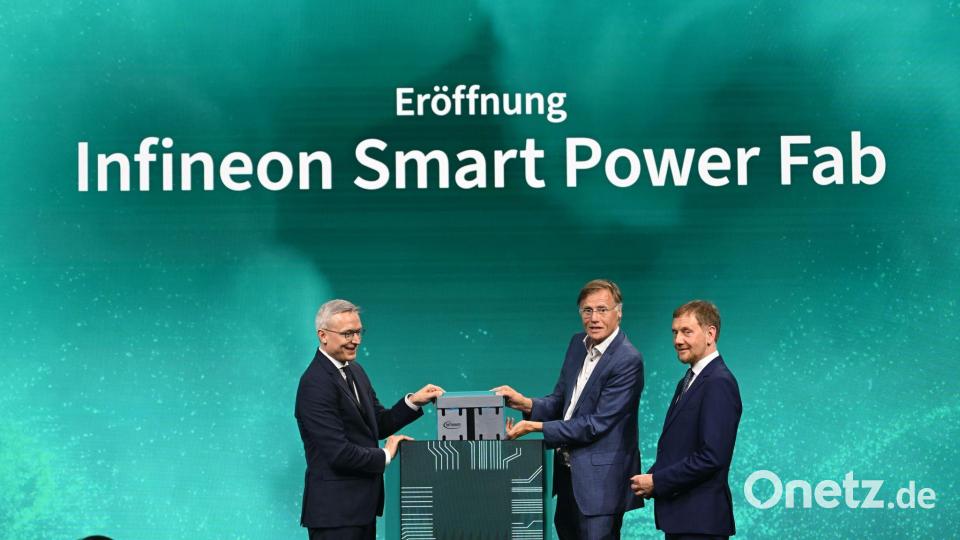 Infineon hat in Dresden eine neue Chipfabrik eröffnet - die größte weltweit für Leistungshalbleiter. Bild: Robert Michael/dpa