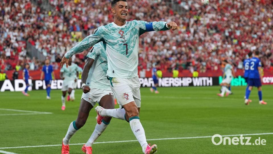 Ronaldo bejubelt seinen Treffer. Bild: Stephanie Scarbrough/AP/dpa