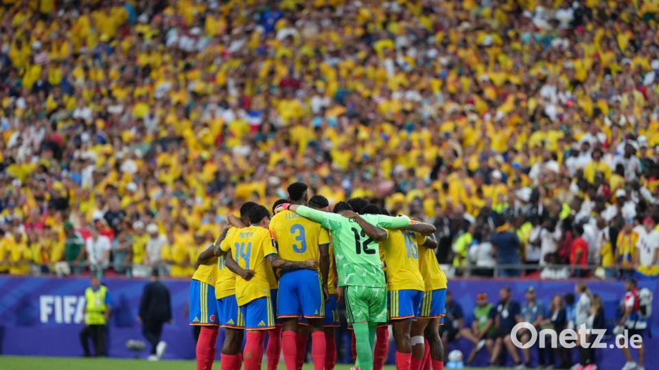 Vor der gelben Wand erreichte Kolumbien das Achtelfinale. Bild: Ed Zurga/AP/dpa