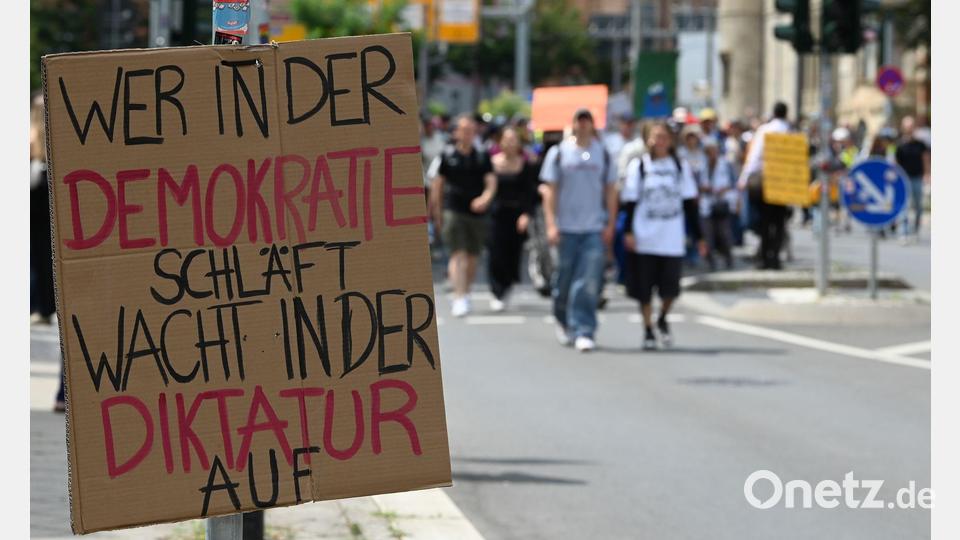 Über 30.000 Menschen beteiligten sich an Protesten gegen AfD-Parteitag. Bild: Heiko Rebsch/dpa
