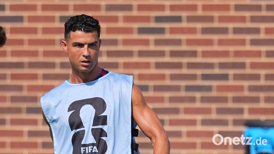 Cristiano Ronaldo beim Training vor dem Duell mit Spanien. Bild: Julio Cortez/AP/dpa