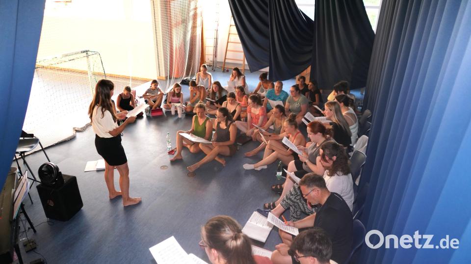 Der Chor "Amicanti" probt für das große Open-Air-Konzert. Die Vorbereitungen laufen bereits seit Ostern. Bild: fvo